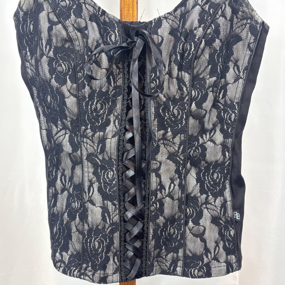 Royal Bones Black Lace Overlay Tank Top - Picture 2 of 10